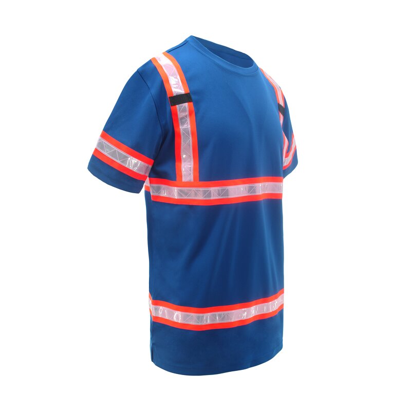 Reflective Safety T-Shirt Manufacturer - ANSI Standard Breathable Quick Dry Short Sleeve Work Wear for Construction Blue SS-05