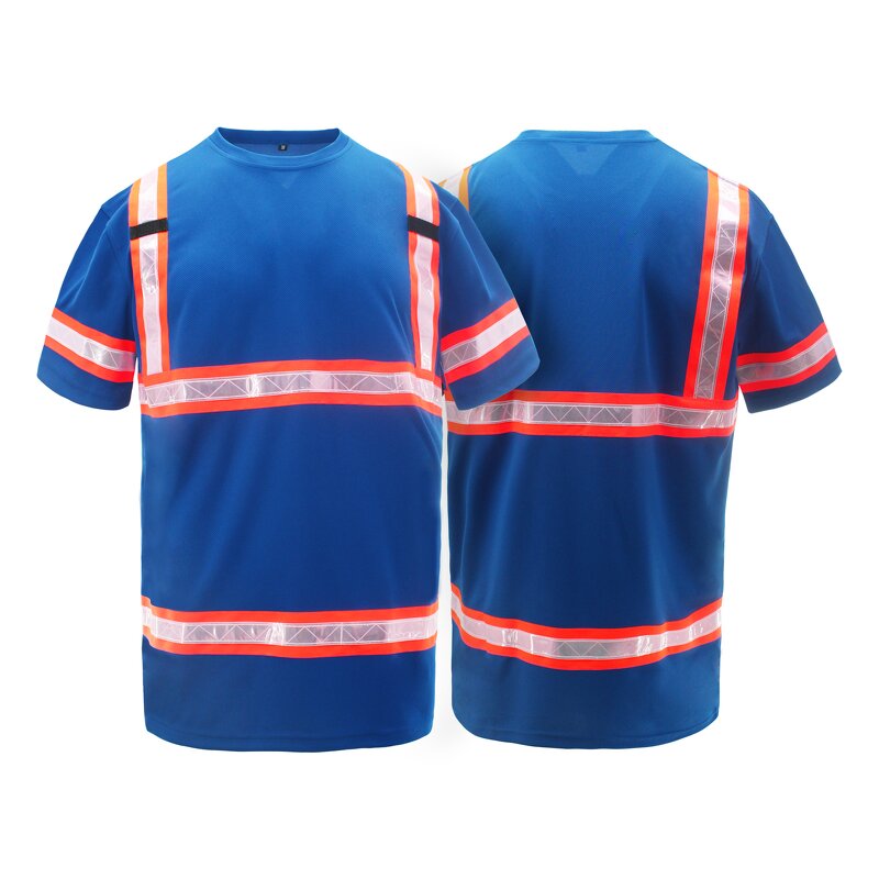 Reflective Safety T-Shirt Manufacturer - ANSI Standard Breathable Quick Dry Short Sleeve Work Wear for Construction Blue SS-05