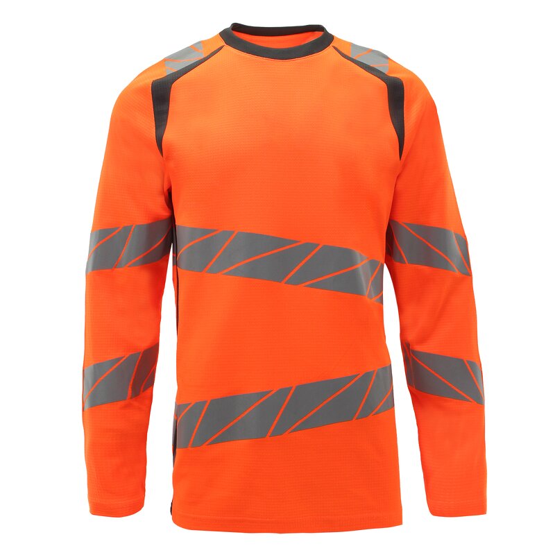 Hi Vis Fluorescent T-Shirt Manufacturer - Customizable Knitting Round Neck Long Sleeve Work Safety Orange with Custom Logo