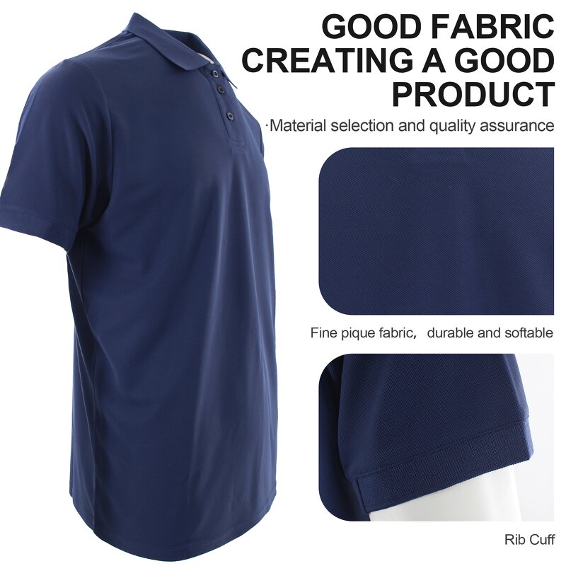 Men's Polo Shirt Manufacturer - 100% Polyester Knitted Short Sleeve Fine Pique Fabric Breathable Fitness Logo Print Unisex