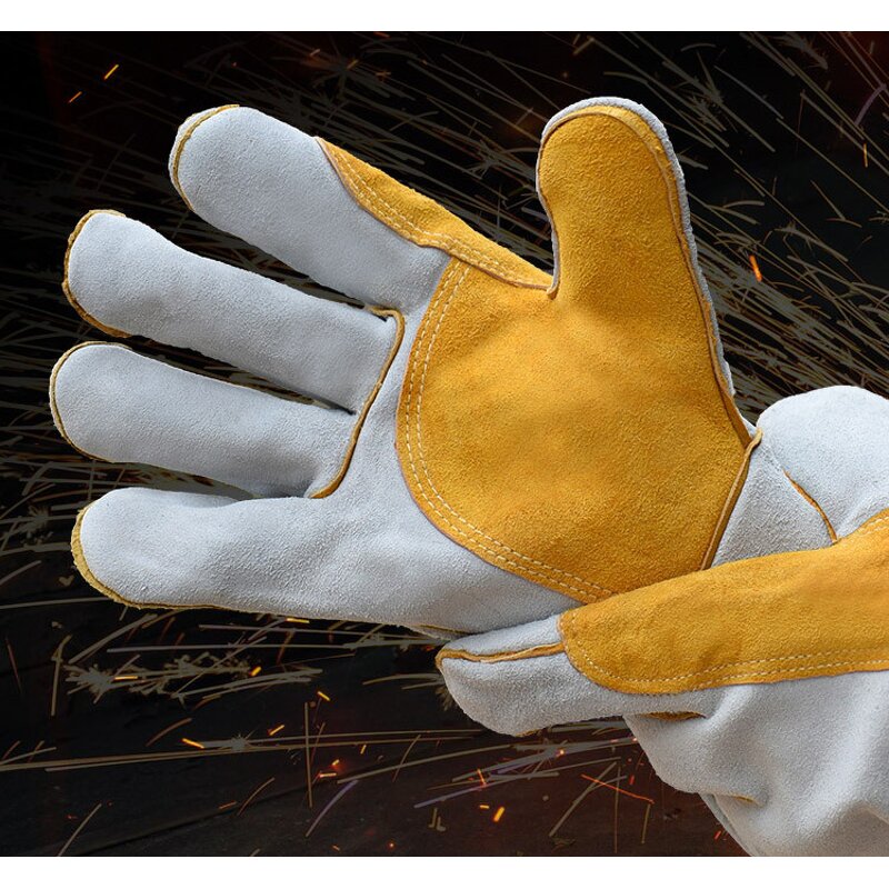 Welding Gloves Manufacturer - Wholesale Yellow Heat Resistant for Welders Cowhide Labor Protective Working