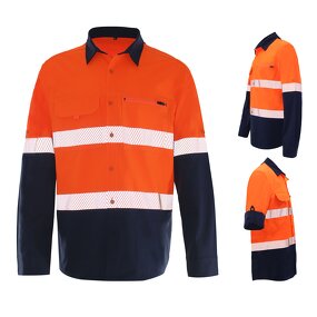 Hi Vis Workwear Shirt Manufacturer - Customized Logo 100% Polyester Ripstop Soft Safety Reflective for Engineering ZW470