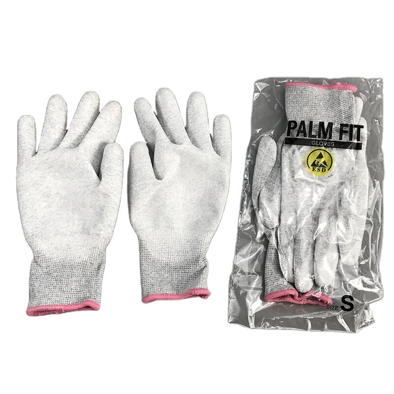 ESD Gloves Manufacturer - Industrial Labor Work Dust-Free Carbon Fiber Coated PU Palm Fit Anti-Static for Electronic Factory