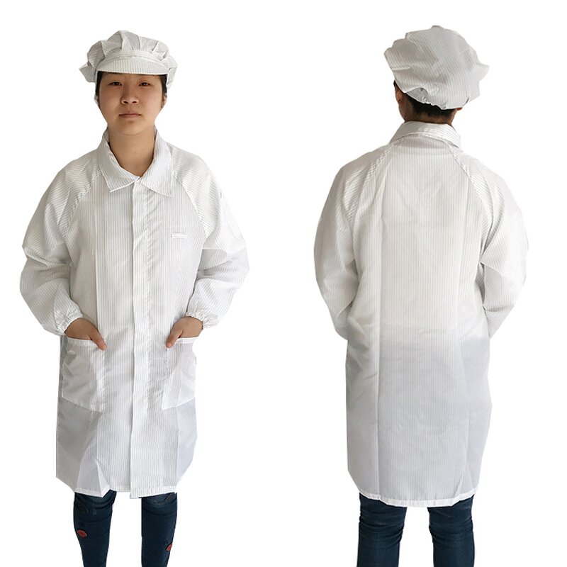 ESD Garment Manufacturer - GI Wholesales Unisex Dust Proof Suit Straight Collar Zipper Reusable Cleanroom Clothes Lab Smock