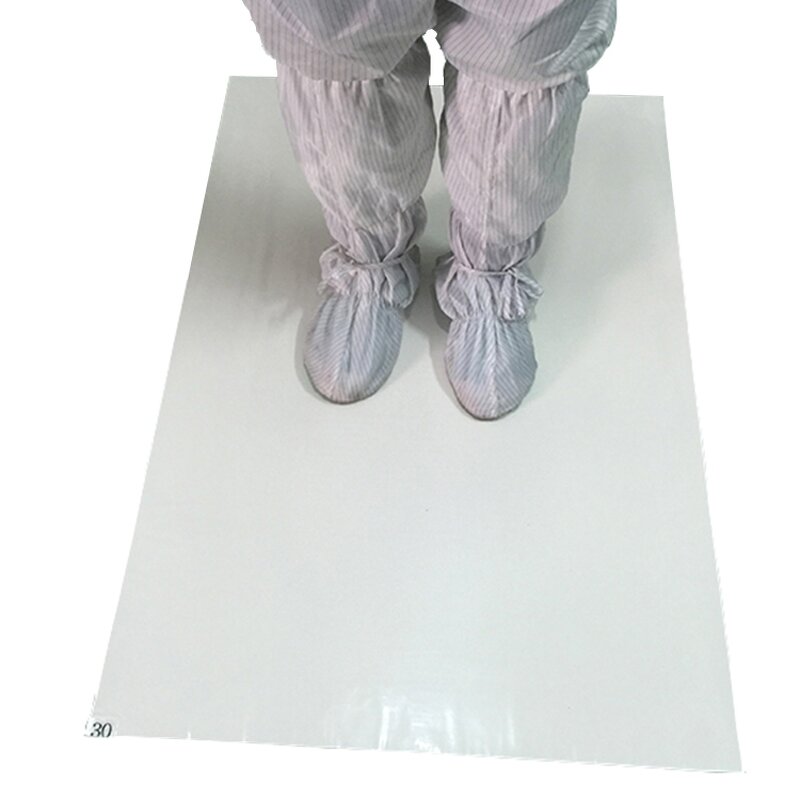 Cleanroom Tacky Adhesive Mat Manufacturer - White Disposable 30 Sheets Cleaning Floor Peel up