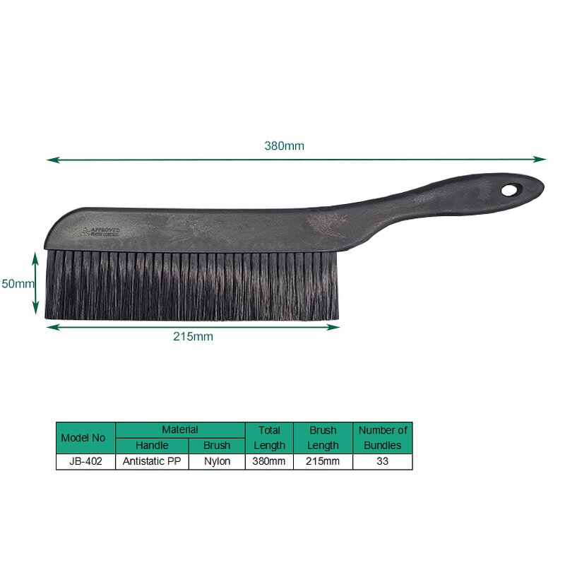 ESD Anti Static Cleaning Brush Manufacturer - GI Professional Anti-static Carbon Conductive Black Nylon Bristle PP Handle