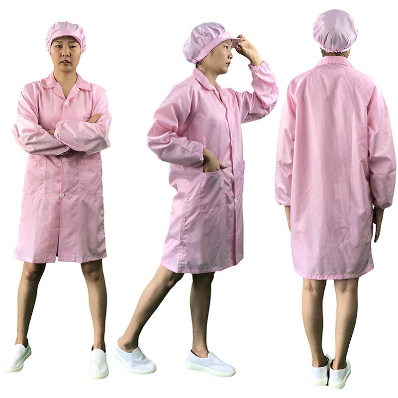 ESD Garment Manufacturer - GI Wholesales Unisex Dust Proof Suit Straight Collar Zipper Reusable Cleanroom Clothes Lab Smock