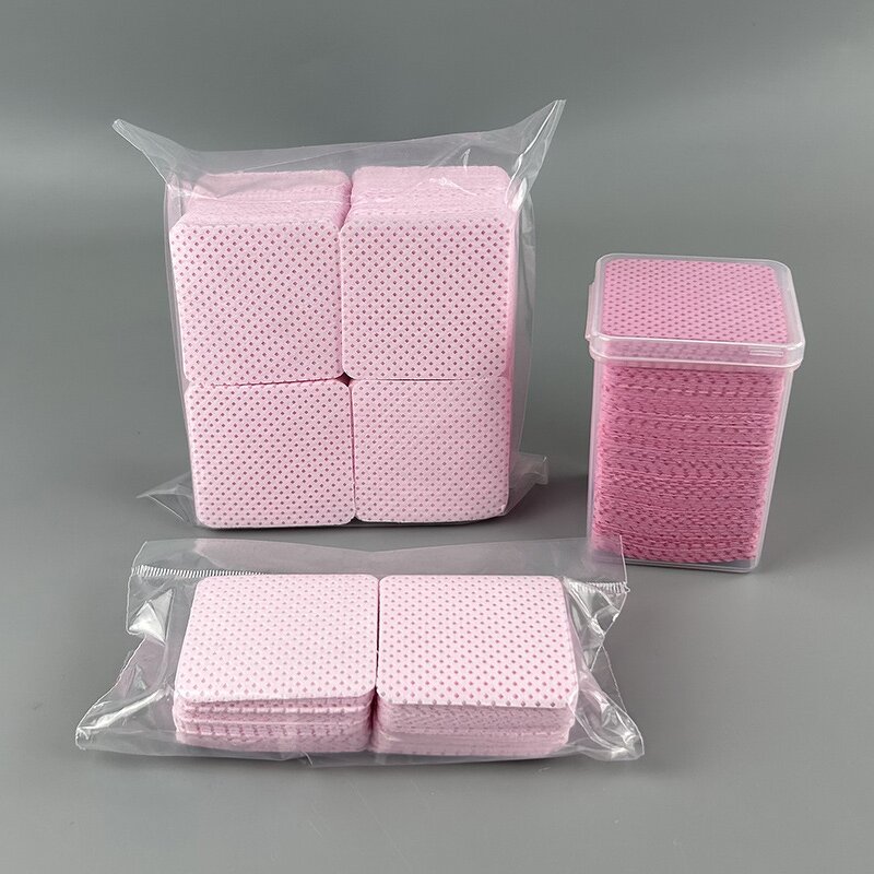 Nail Polish Remover Wipes Manufacturer - Custom LOGO Private Label Absorbent Soft Fabric Lint Free 100% PP Nonwoven Pink UV