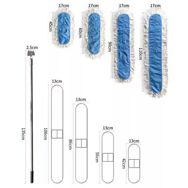 Cleanroom Mops Manufacturer - GI Dust Cleaning 90cmx17cm Dust-Free Stainless Steel Anti-static ESD Microfiber Flat