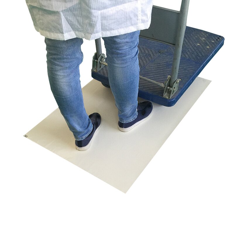 Cleanroom Tacky Adhesive Mat Manufacturer - White Disposable 30 Sheets Cleaning Floor Peel up