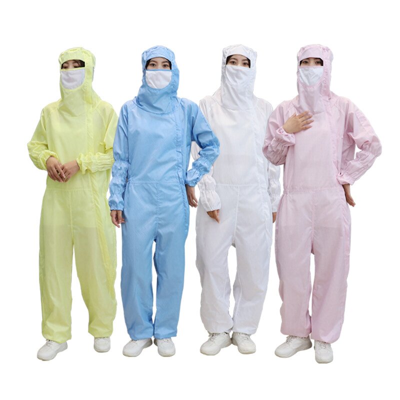 Antistatic ESD Apron Manufacturer - GI Wholesales Stripe Dustproof Adjustable Side Access Cleanroom Coverall
