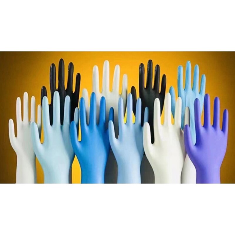 Disposable Nitrile Gloves Manufacturer - GI Wholesales Price Custom logo 12inch 100pcs Examination Work Powder Free Blue White