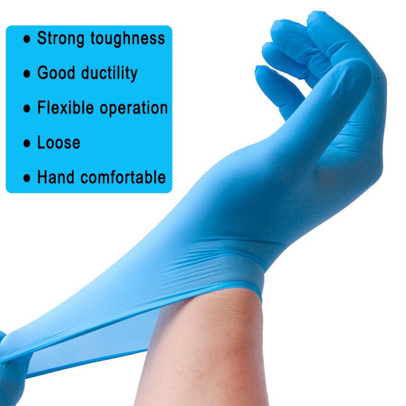 Disposable Nitrile Gloves Manufacturer - GI Wholesales Price Custom logo 9inch 100pcs Examination Work Powder Free White Blue