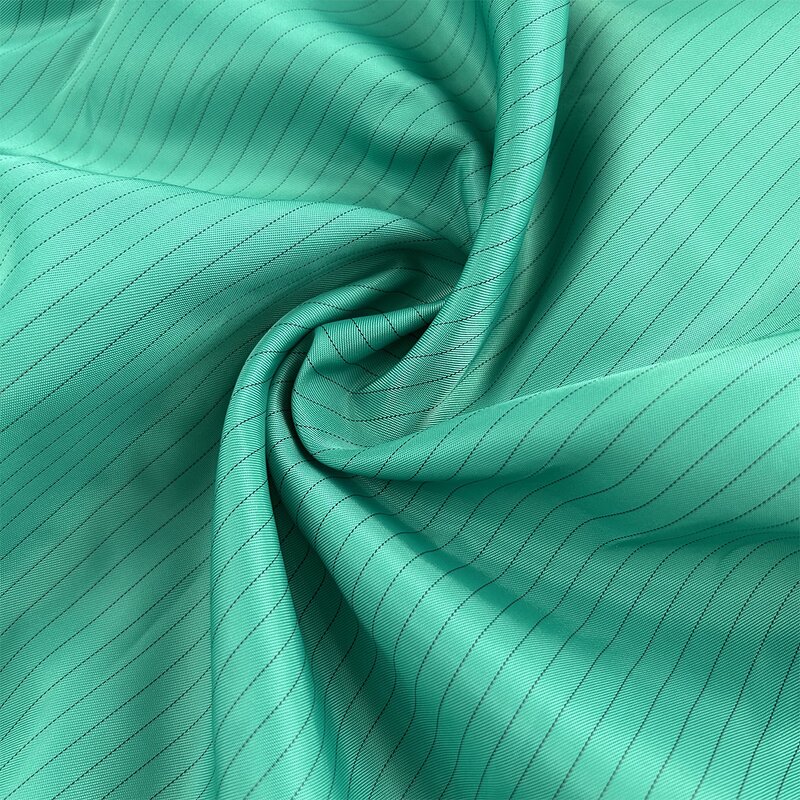 ESD Fabric Manufacturer - GI Wholesales Polyester Spandex Carbon Fiber Knitted Rib Anti Static Blue 5mm Stripe