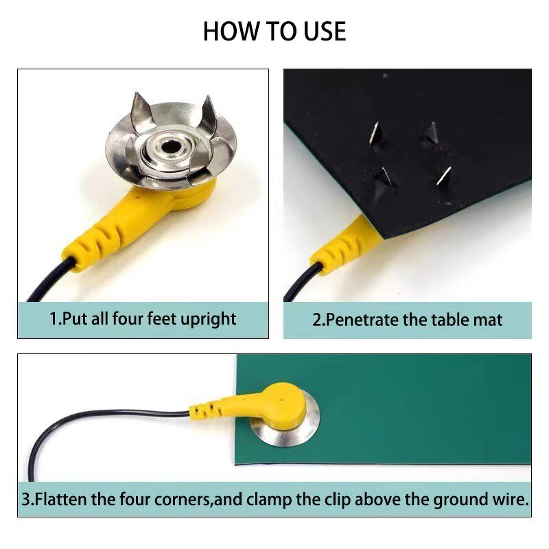 Antistatic Grounding Cord Manufacturer - GI Wholesales Star Claw Wire Table Mat Grounding Buckle Safe Dual Banana Jack