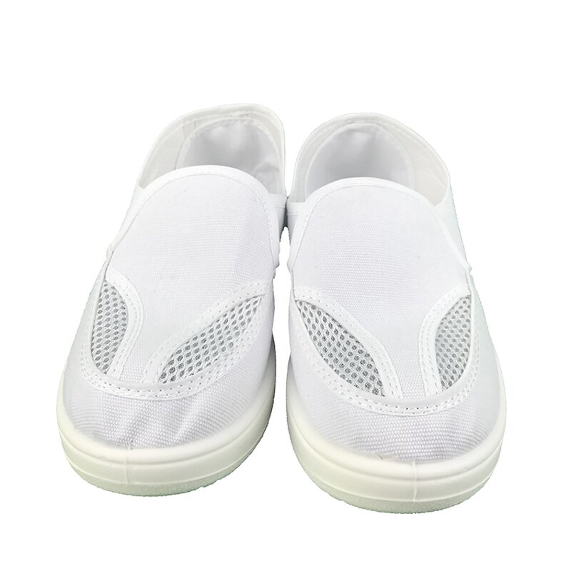 Cleanroom ESD Canvas Shoes Manufacturer - GI Cheap Price Washable Unisex Labor Working PU Sole White Dark Blue