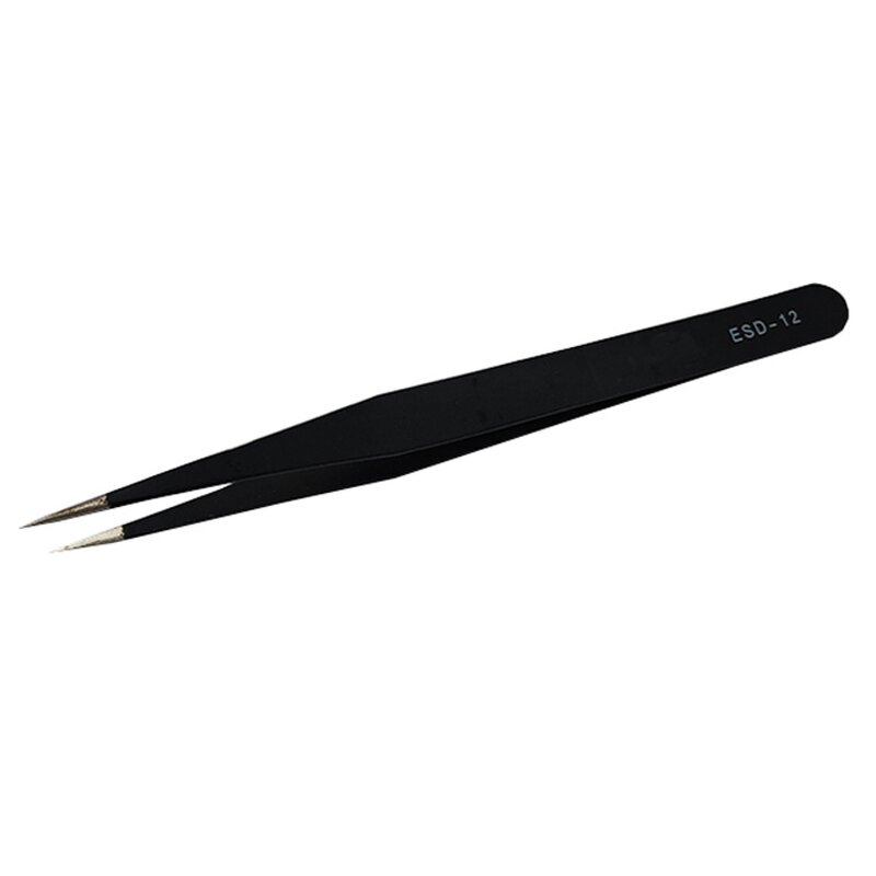 ESD Anti-static Tweezer Manufacturer - Eyelash Extension Industrial Components Maintenance Stainless Steel Black