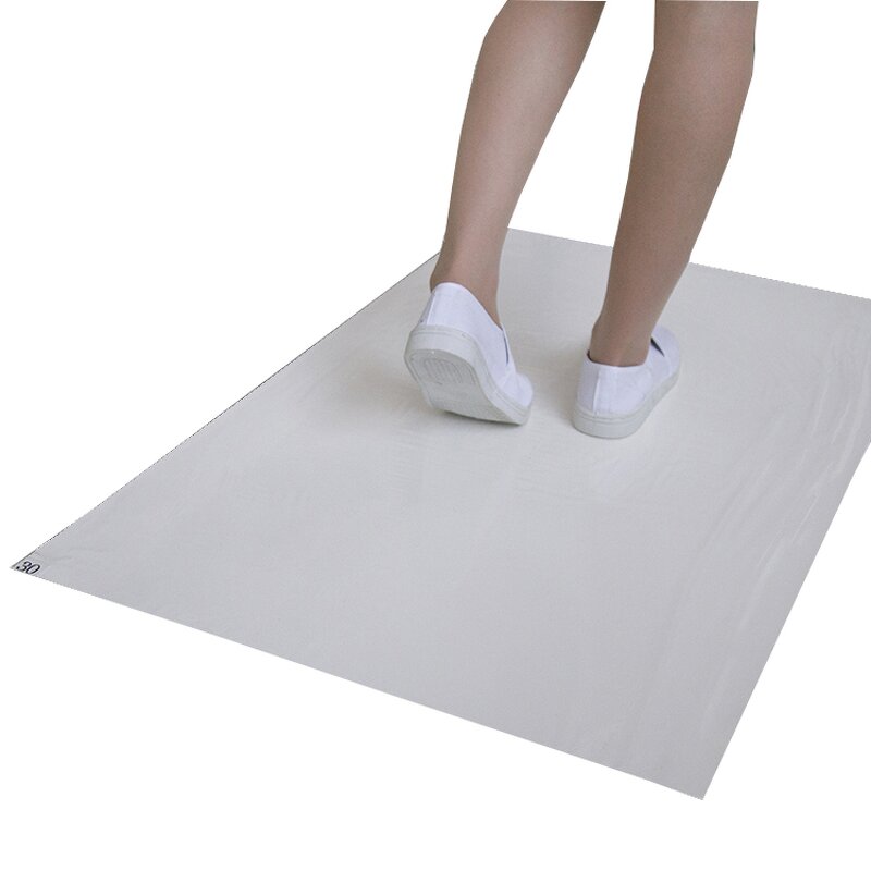 Cleanroom Tacky Adhesive Mat Manufacturer - White Disposable 30 Sheets Cleaning Floor Peel up