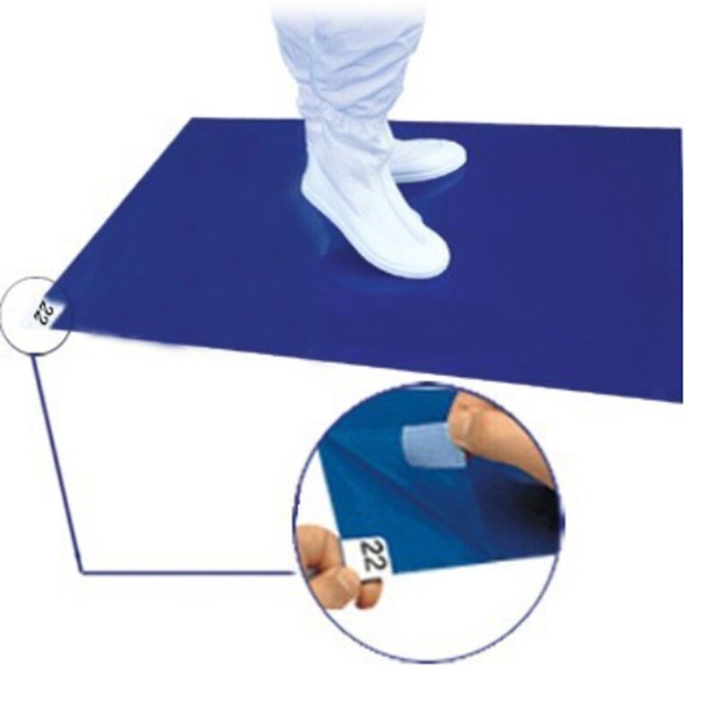 Cleanroom Sticky Mat Manufacturer - Shoe Dust Removal High Tackiness 30 Layers Peelable Polyethylene 18x36inch Blue