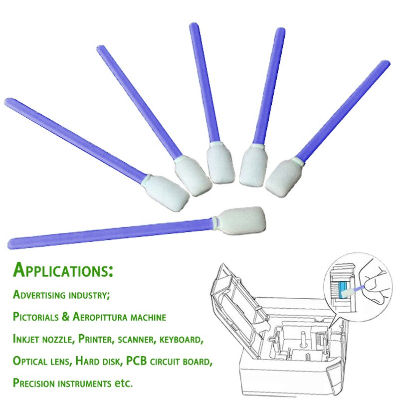 Printer Printhead Cleaning Foam Swab Manufacturer - Dust Free Long Handle for Inkjet Printer