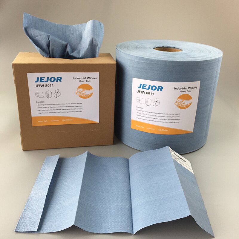 Cleanroom Paper Wipes Roll Manufacturer - Multi-purpose Industrial Cleaning Heavy Duty 100gsm Lint Free Blue Jumbo
