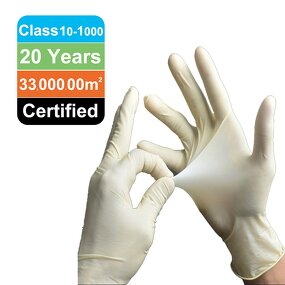 Disposable Latex Gloves Manufacturer - GI Class 10 100 1000 9 12 16 Natural Powder Free Cleanroom Working