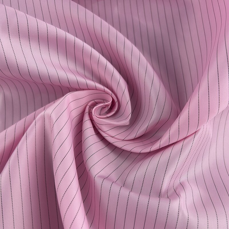 ESD Fabric Manufacturer - GI Wholesales Polyester Spandex Carbon Fiber Knitted Rib Anti Static Blue 5mm Stripe