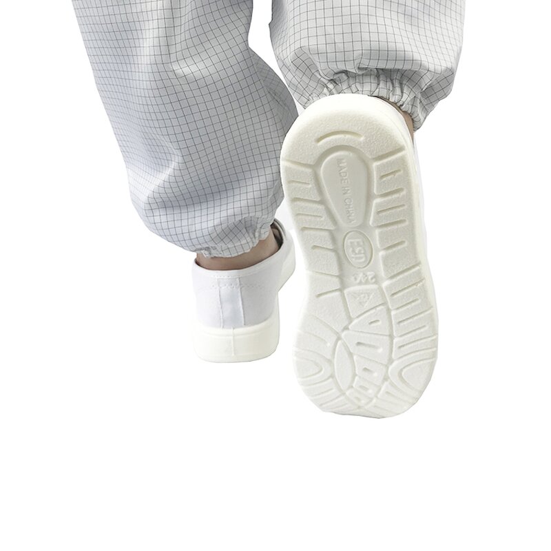 Cleanroom ESD Canvas Shoes Manufacturer - GI Cheap Price Washable Unisex Labor Working PU Sole White Dark Blue