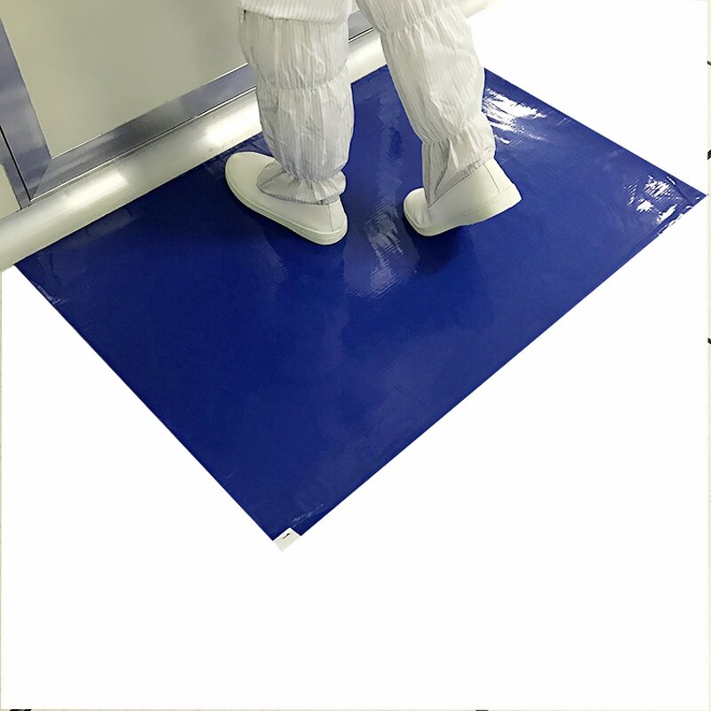 Cleanroom Sticky Mat Manufacturer - Shoe Dust Removal High Tackiness 30 Layers Peelable Polyethylene 18x36inch Blue