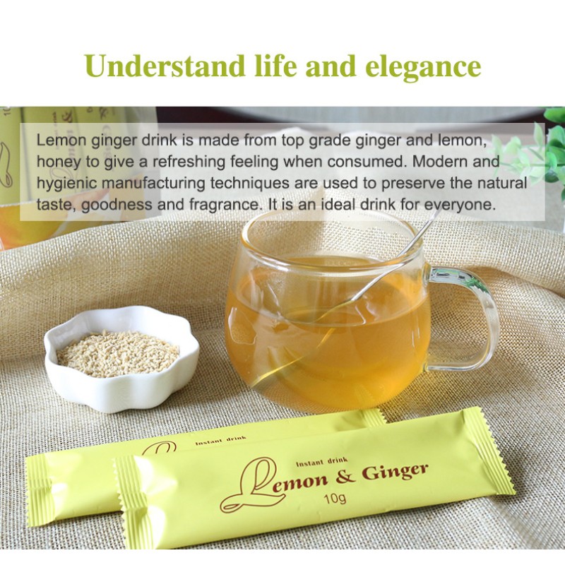 Honey Ginger Tea Factory - Lemon Ginger Flavor Instant Slimming Drink Powder Warm Belly Juice
