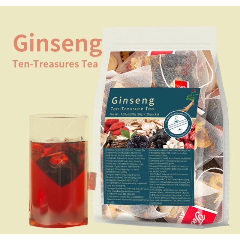 Ginseng Tea Manufacturer - Private Label Red Jujubes Mulberries Goji Berries Burdock Root Maca