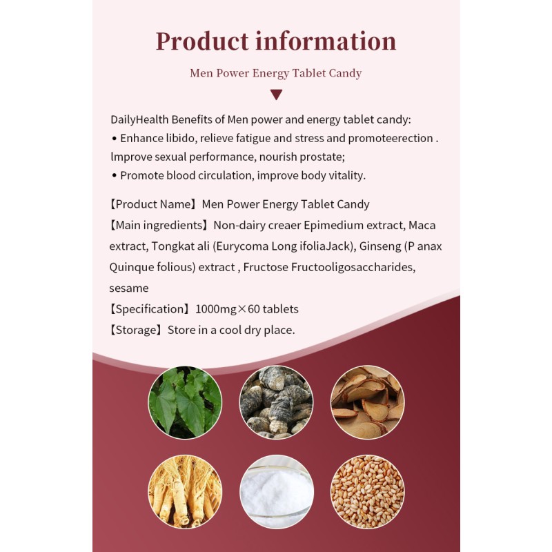 Men Energy Tablets Factory - OEM GMP Men Power Herbal Supplement Maca Tongkat ali Booster