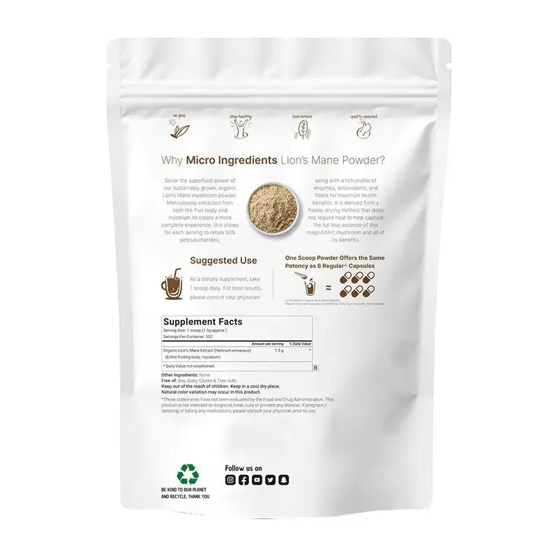 Lions Mane Powder Factory - OEM GMP ISO Factory Private Label Organic High Quality Water Soluble