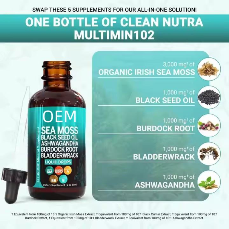 Sea Moss Drops Manufacturer - 2 FL OZ All-in-One Oral Liquid Supplement for Optimal Absorption