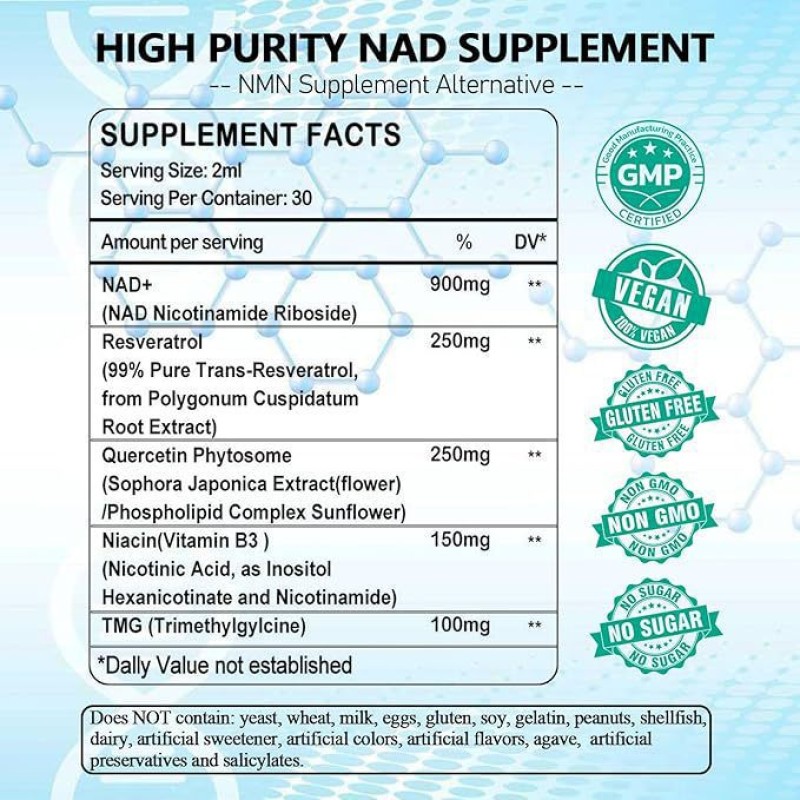 NAD Liquid Supplement Manufacturer - OEM NAD Supplement 900mg Liposomal Nicotinamide Riboside