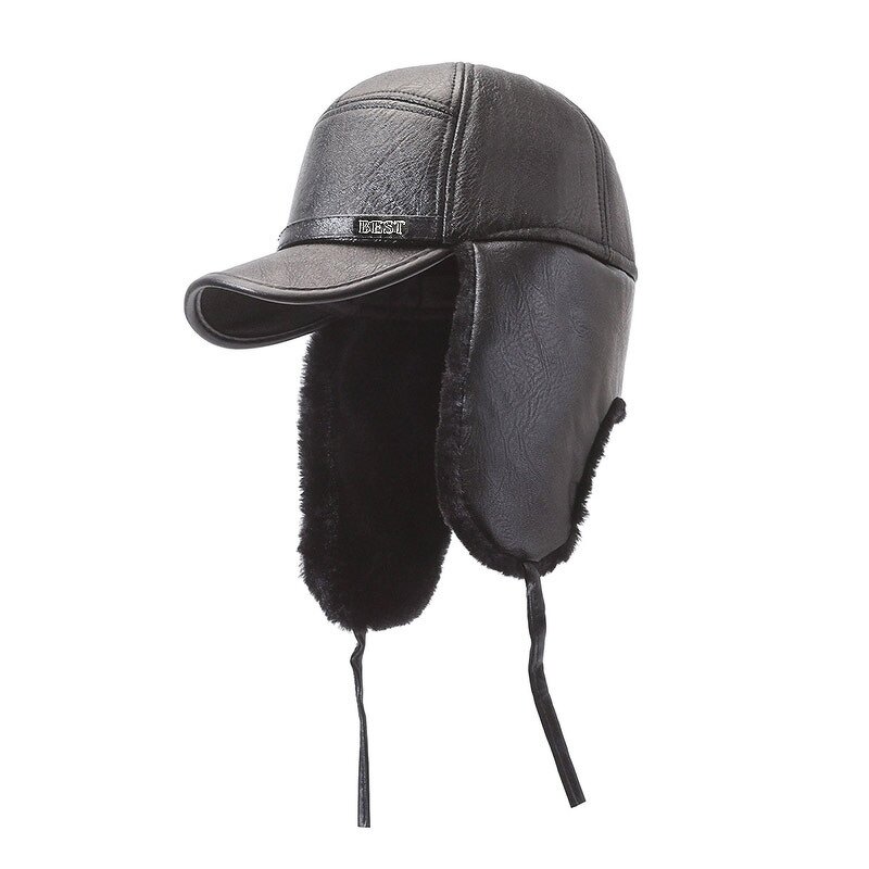 Men's Leather Hat Manufacturer - Nunu Human Winter Season Ear Warm Old Father Lei Feng Baseball Cap