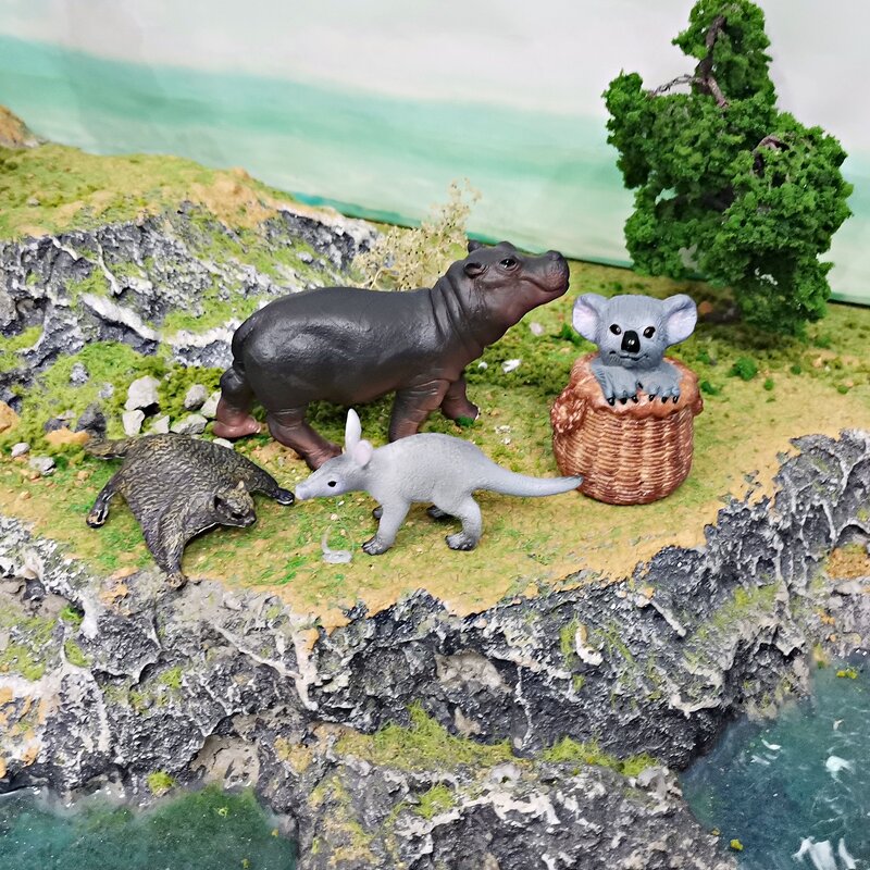 Wild Animal Model Manufacturer - Lelewu Simulation Hippos Koala Anteater Flying Mouse Baby Decoration