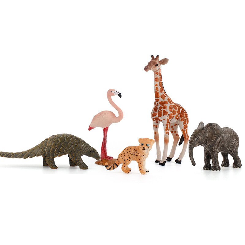 Wild Animal Model Gift Set Manufacturer - Lelewu Simulation Solid Giraffe Tiger Elephant Flamingo Decoration Box Set