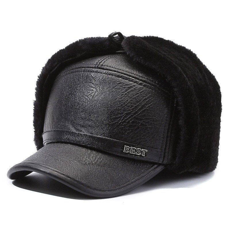 Men's Leather Hat Manufacturer - Nunu Human Winter Season Ear Warm Old Father Lei Feng Baseball Cap