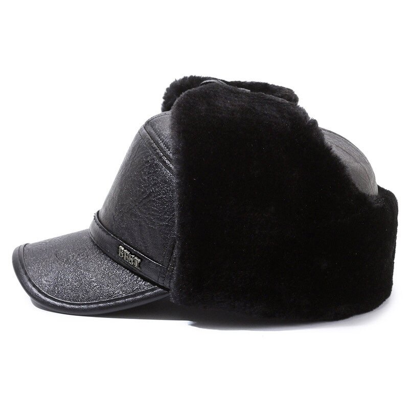 Men's Leather Hat Manufacturer - Nunu Human Winter Season Ear Warm Old Father Lei Feng Baseball Cap
