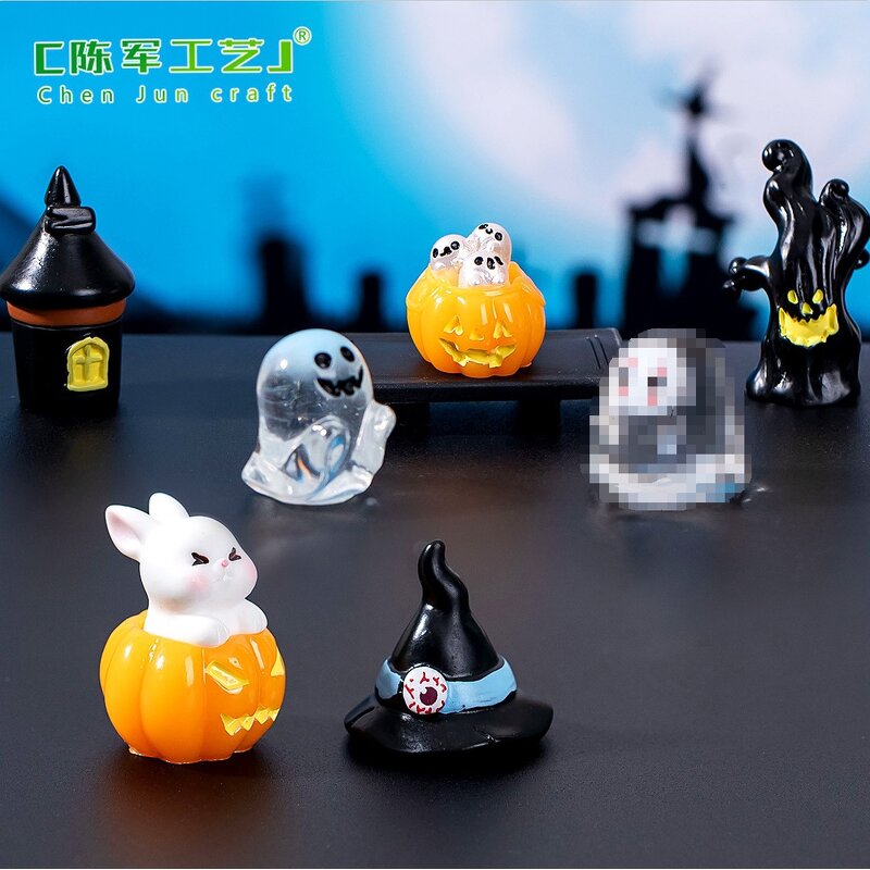 Halloween Resin Crafts Manufacturer - Wholesale Elf Mold Pumpkin Miniatures 3D Monster Crystal Ornaments