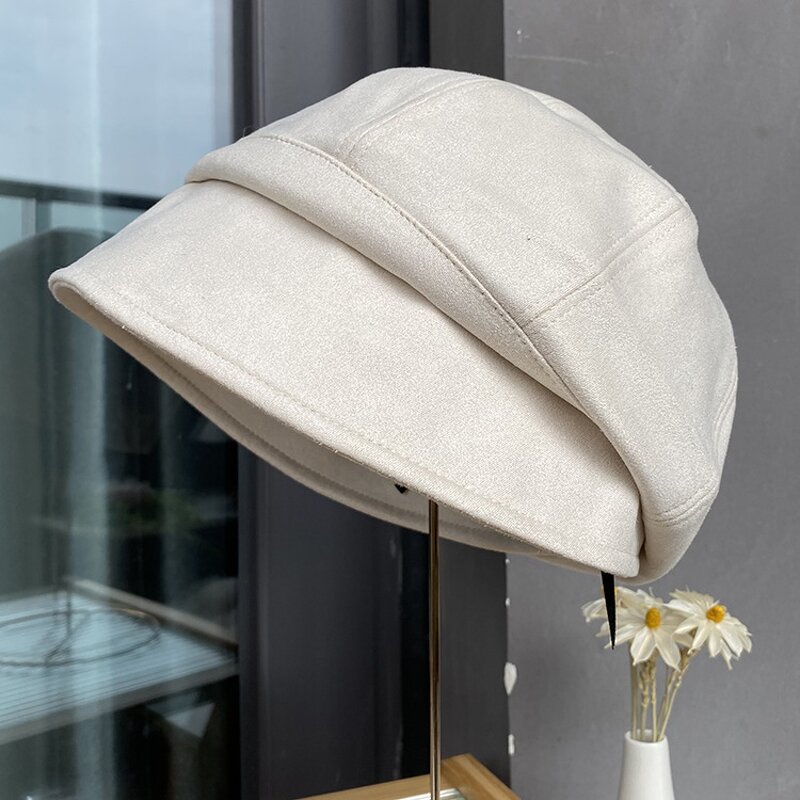 Suede Pile Hat Manufacturer - Fufan Autumn/Winter Women's Front Long Back Short Round Octagonal Beret