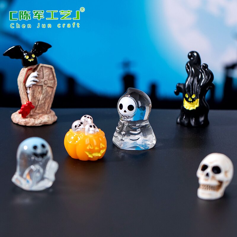Halloween Resin Crafts Manufacturer - Wholesale Elf Mold Pumpkin Miniatures 3D Monster Crystal Ornaments