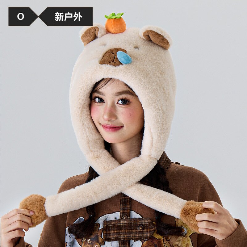 Plush Guinea Pig Hat Manufacturer - Qiqiaodou Autumn Winter Women's Warm Windproof Cute Cartoon Ear Cap