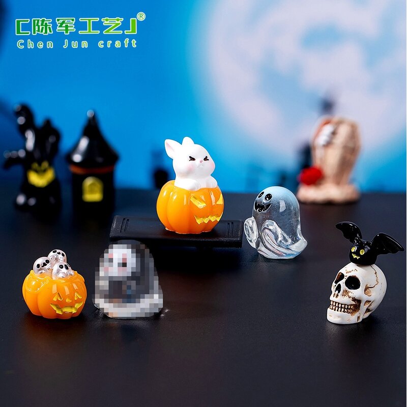 Halloween Resin Crafts Manufacturer - Wholesale Elf Mold Pumpkin Miniatures 3D Monster Crystal Ornaments