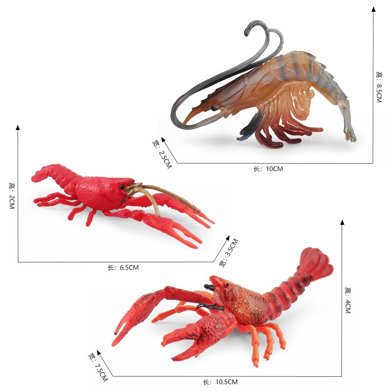 Freshwater Crayfish Model Manufacturer - Lelewu Simulation Marine Animal Red Crayfish Crystal Long Arm Shrimp Solid Decoration