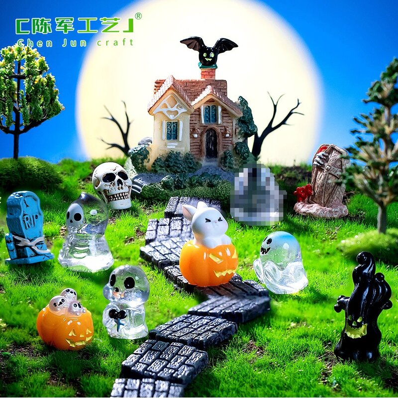 Halloween Resin Crafts Manufacturer - Wholesale Elf Mold Pumpkin Miniatures 3D Monster Crystal Ornaments