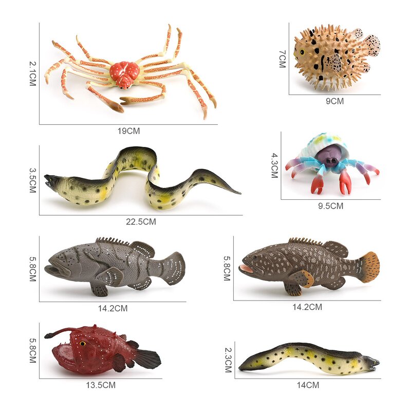 Marine Animal Model Manufacturer - Lelewu Simulated Spider Puffer Fish Grouper Hermit Crab