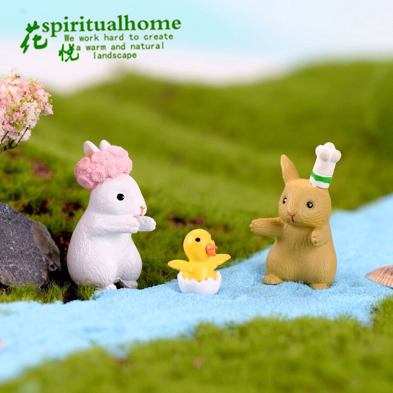 Moss Landscape Jewelry Manufacturer - Doll PVC Crafts and White Cute Rabbit Plastic