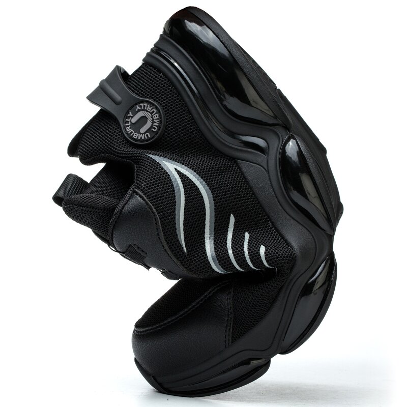 Men's Steel Toe Safety Shoes Manufacturer - Black Breathable Anti-smashing Quick Lacing Non-slip Security Guard Shoes